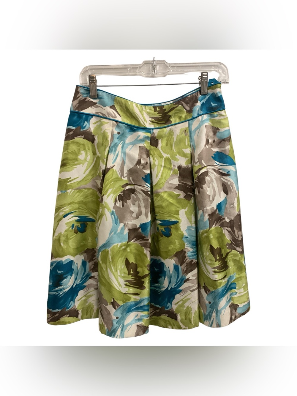 Talbots Floral A-Line Skirt in Green & Blue Size S